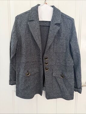 NIC+ZOE Marled Gray/Black Knit Cardigan Blazer Size XL